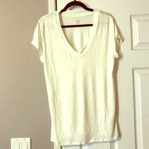 Mossimo plunge v-neck white tee xxl SEXY